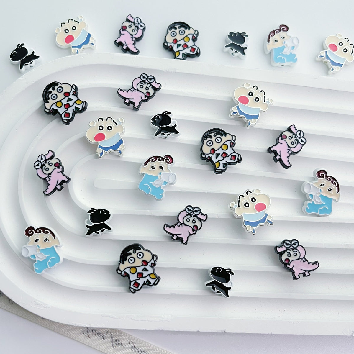 Painted Alloy Metal Beads Baking Shin-Chan Himawari Nohara Series 10pcs 2
