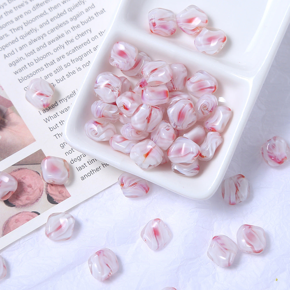 Heart Millefiori Glass Beads 11mm Marble Pattern Glossy 10pcs 4