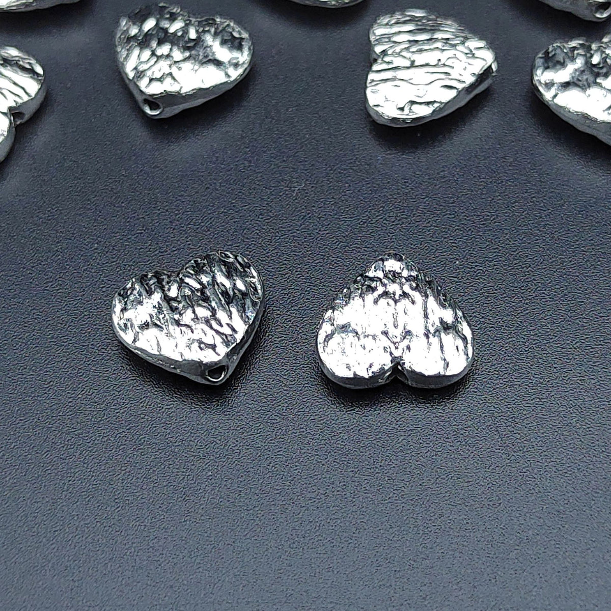 Wrinkled Heart Metal Beads 12mm Rustic Zinc Alloy 100pcs 2