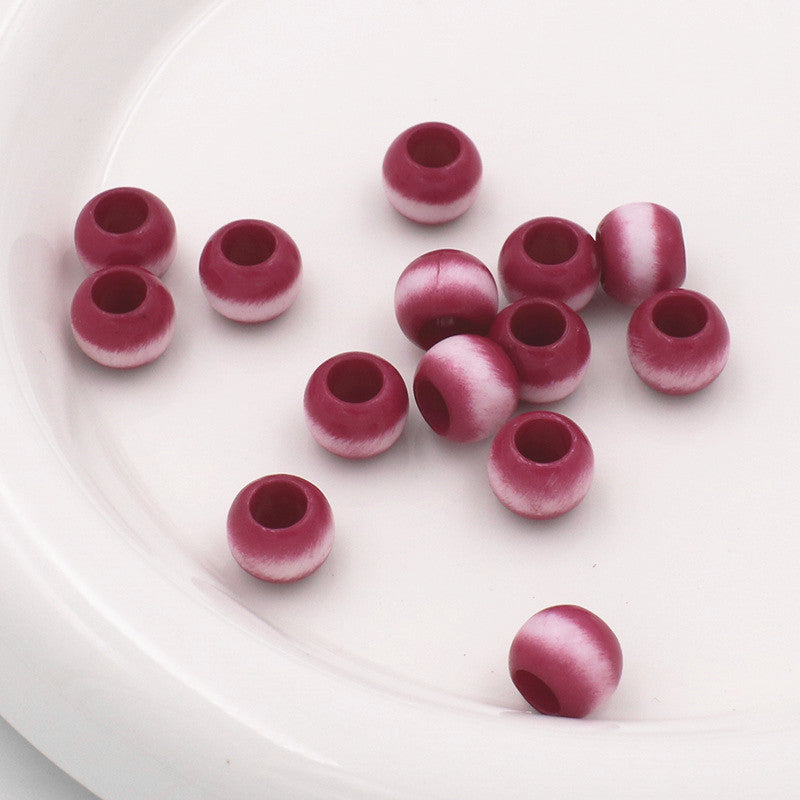 Large Hole Gradient Striped Round Acrylic Beads 10mm 20pcs 14