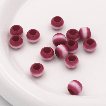 Large Hole Gradient Striped Round Acrylic Beads 10mm 20pcs 14