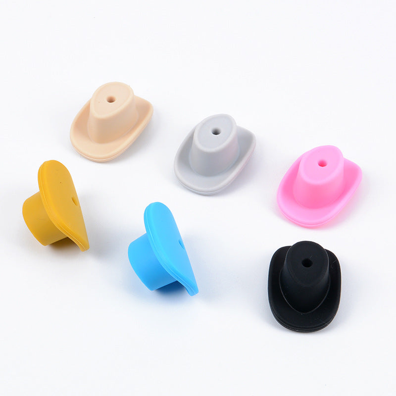 Silicone Focal Beads Cowboy Hat Centered Hole 10pcs 3
