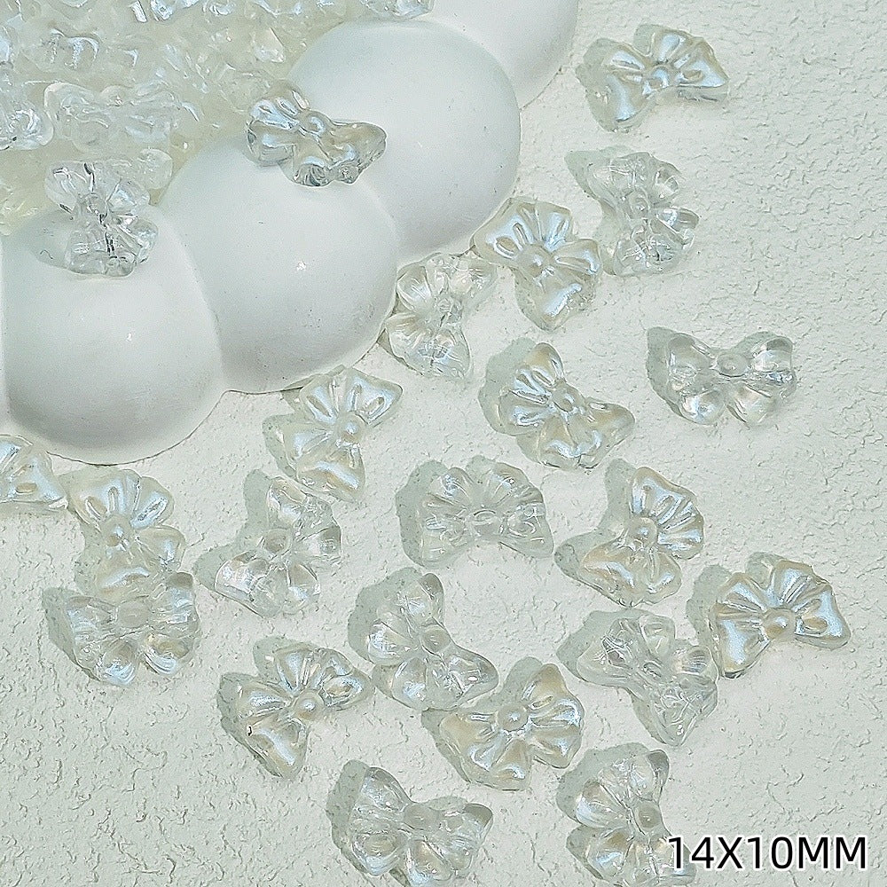 Sweet Bow Glass Beads 14mm Transparent Pastel Mixed Colors 50pcs 7