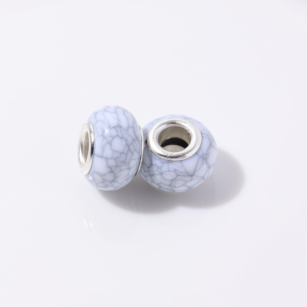 Resin Round Spacer Beads 14mm Imitation Turquoise Pattern 100pcs 6