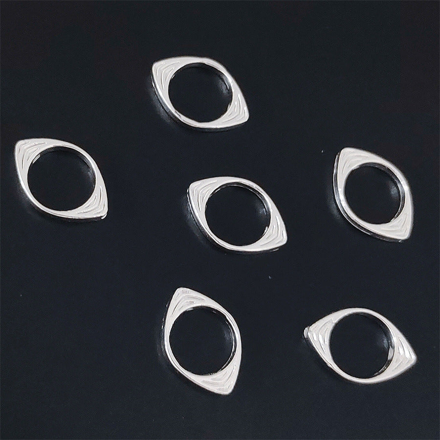 Bead Frame Metal Beads 14mm Oval Evil Eye Bright Silver Tone 100pcs 2