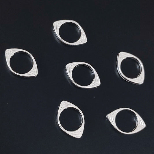 Bead Frame Metal Beads 14mm Oval Evil Eye Bright Silver Tone 100pcs 2