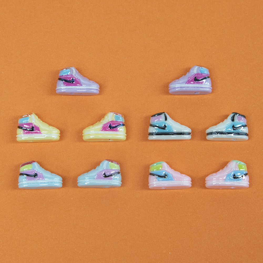 Plating 3D Sneaker Resin Beads 18mm Glossy Pastel Colors 10pcs 6