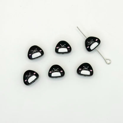 Japanese Rice Ball Metal Beads 8*10mm Enamel Painted Alloy 10pcs 16