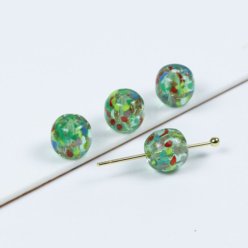 Lampwork Glass Beads Round 11mm Colorful Floral Filled 20pcs 6