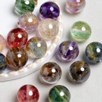 Glitter Cosmos Resin Beads 16mm Round Sparkle Mixed Colors 10pcs 5