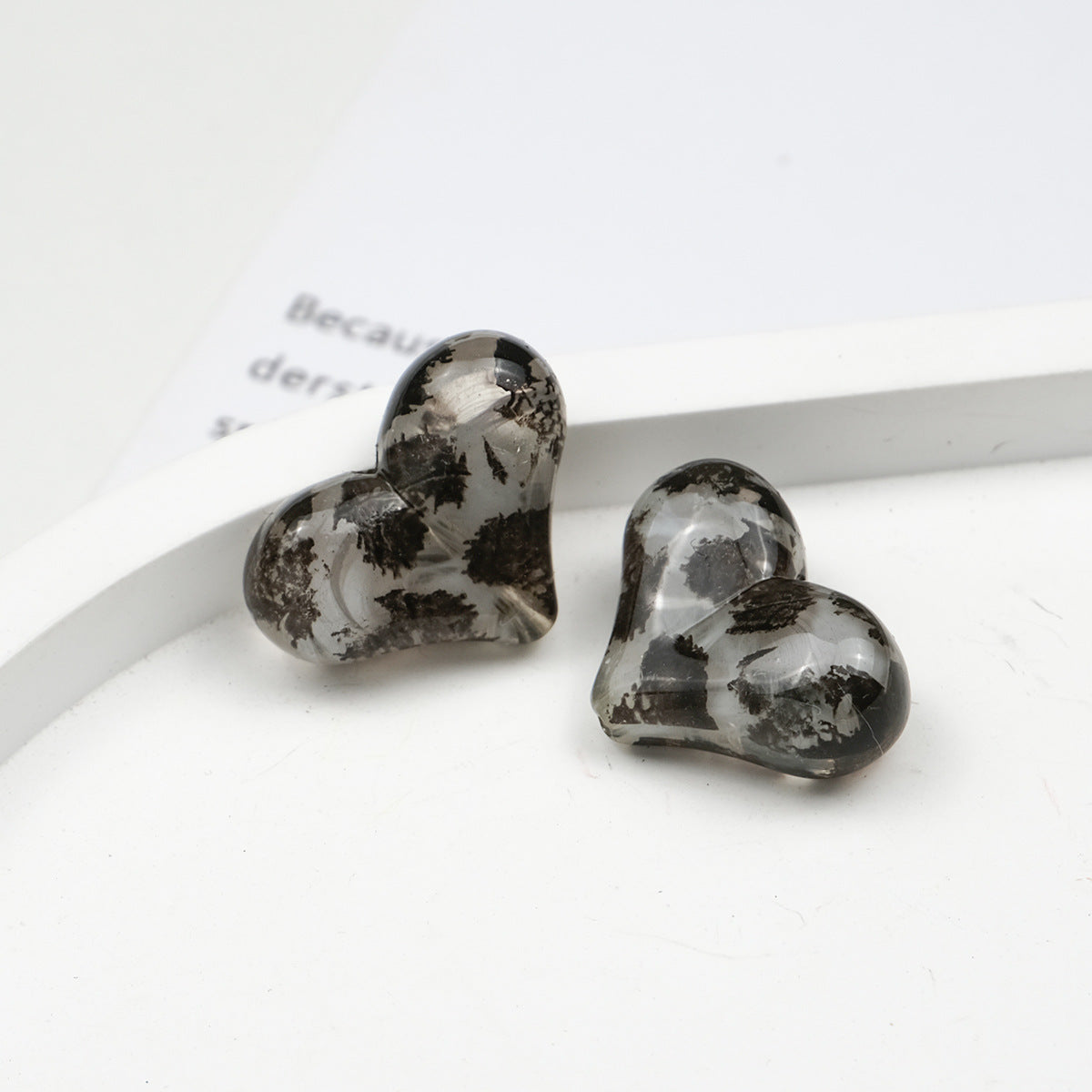 Transparent Leopard Print Peach Heart Acrylic Beads 22mm 50pcs 6