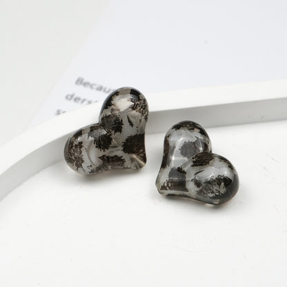 Transparent Leopard Print Peach Heart Acrylic Beads 22mm 50pcs 6