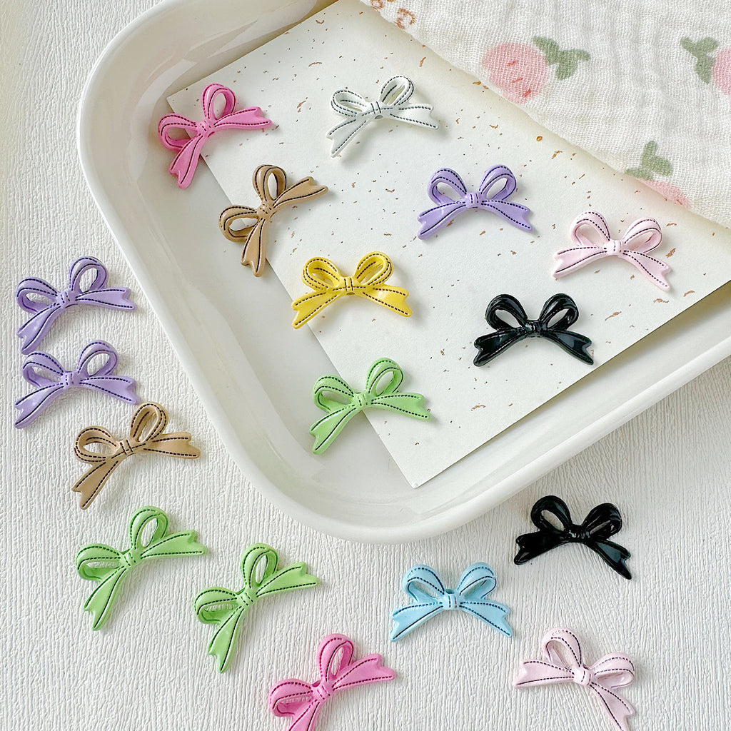 Bow Metal Beads 24mm Painted Lace Pastel Colors 20pcs