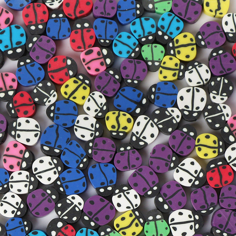 Ladybug Clay Beads 10mm Colorful Polymer Animal Design 200pcs 6