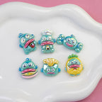 Plating Resin Beads Glossy Mixed Colors Quirky Faces 10pcs 6