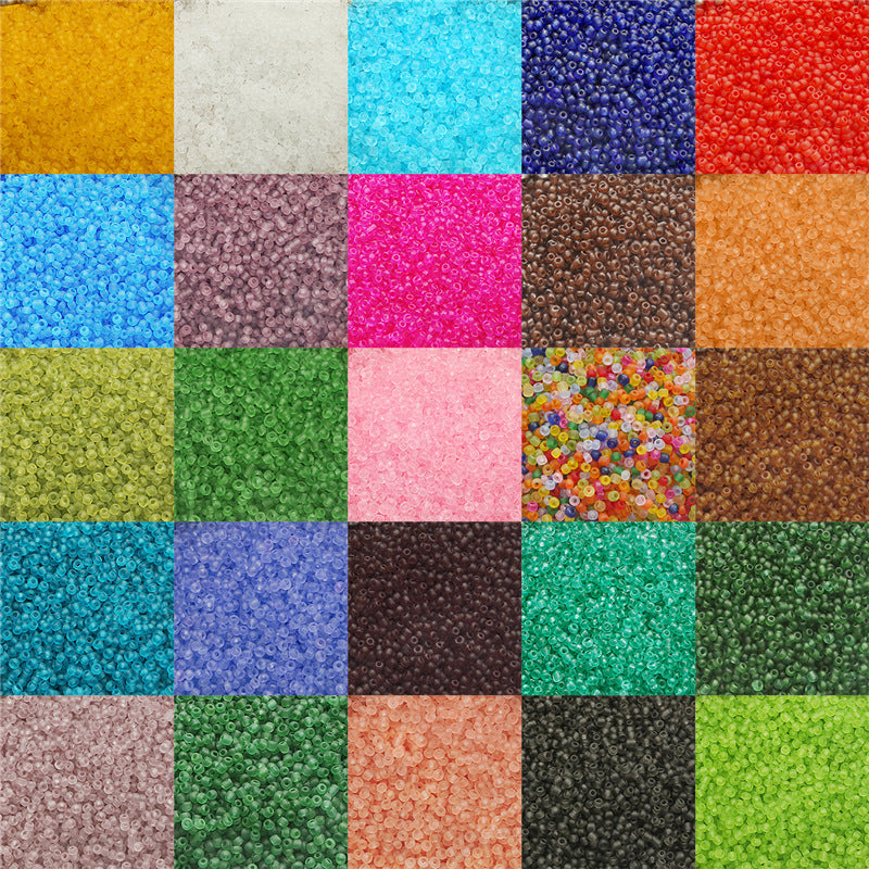 Frosted Transparent Seed Glass Beads 3mm Mixed Colors 1400pcs