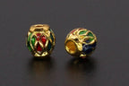 Round Metal Beads 6mm Vintage Cloisonne Large Hole Enamel 10pcs 5
