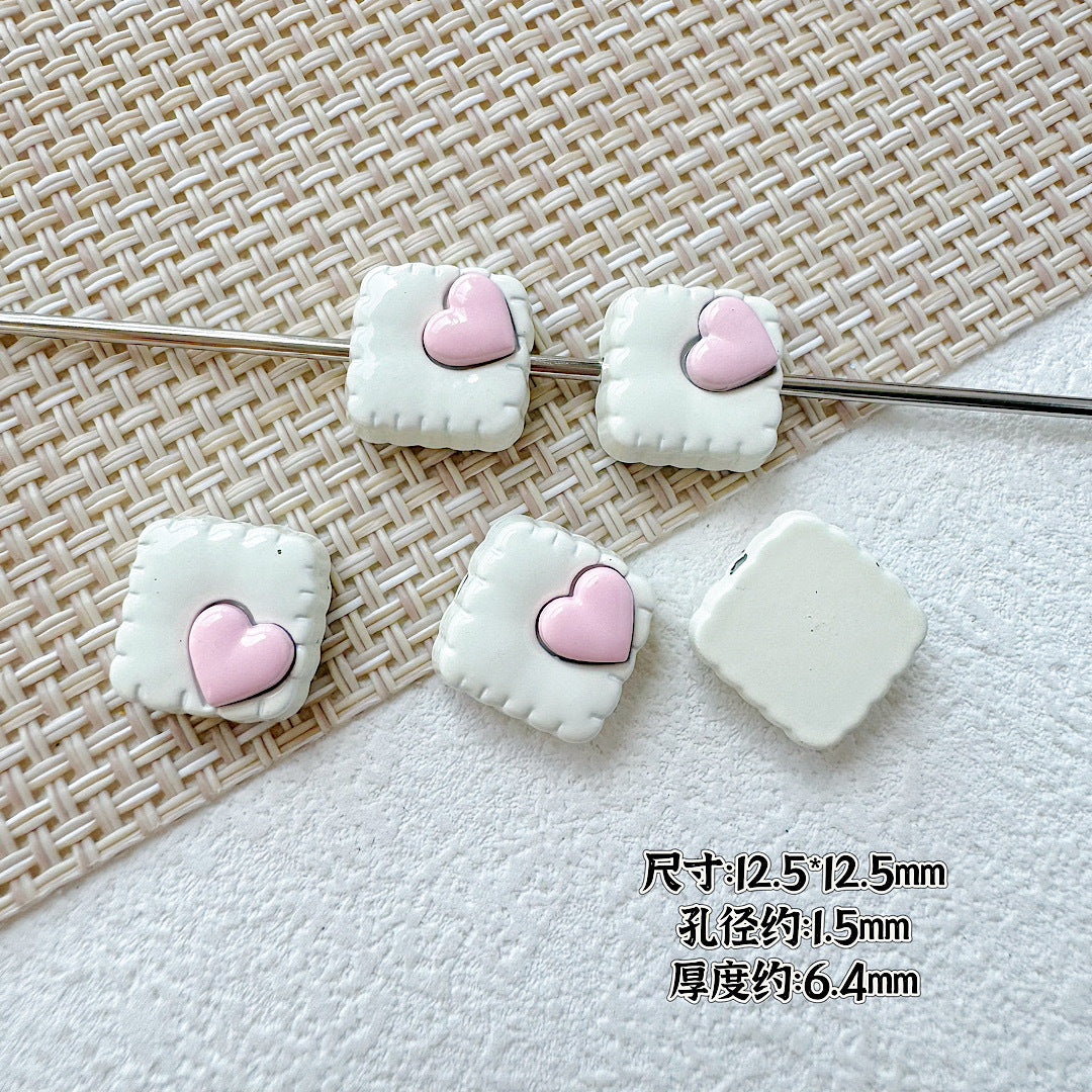 Tulip Square Heart Metal Beads 12mm Glossy Enamel Alloy 10pcs 9