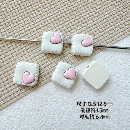 Tulip Square Heart Metal Beads 12mm Glossy Enamel Alloy 10pcs 9