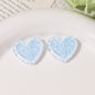 Transparent Heart Acrylic Beads 26mm Two-Color Plaid Lace Edge 10pcs 10