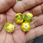 Hand Painted Flower Acrylic Beads 16mm Transparent Round 100pcs 8