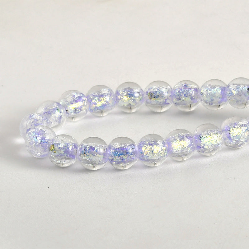 Lampwork Glass Beads Iridescent Silver Foil Filled 10mm 10pcs 11