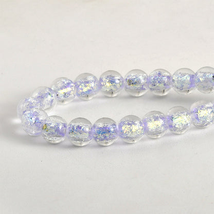 Lampwork Glass Beads Iridescent Silver Foil Filled 10mm 10pcs 11