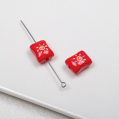 Sun Pattern Square Acrylic Beads 14mm Colorful Candy Bag 20pcs 8