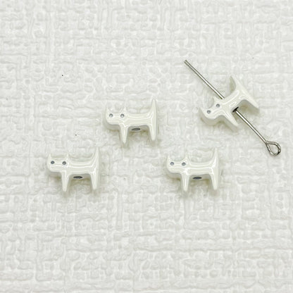 Cat Shaped Metal Beads 12mm Glossy Colorful Painted Alloy 20pcs 7