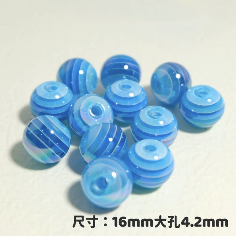 UV Plating Colorful Lollipop Striped Resin Beads 16mm 10pcs 15