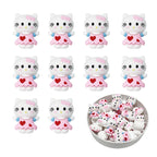 Silicone 3D Focal Beads Kitty Cat Wearing Pink Heart Dress 2