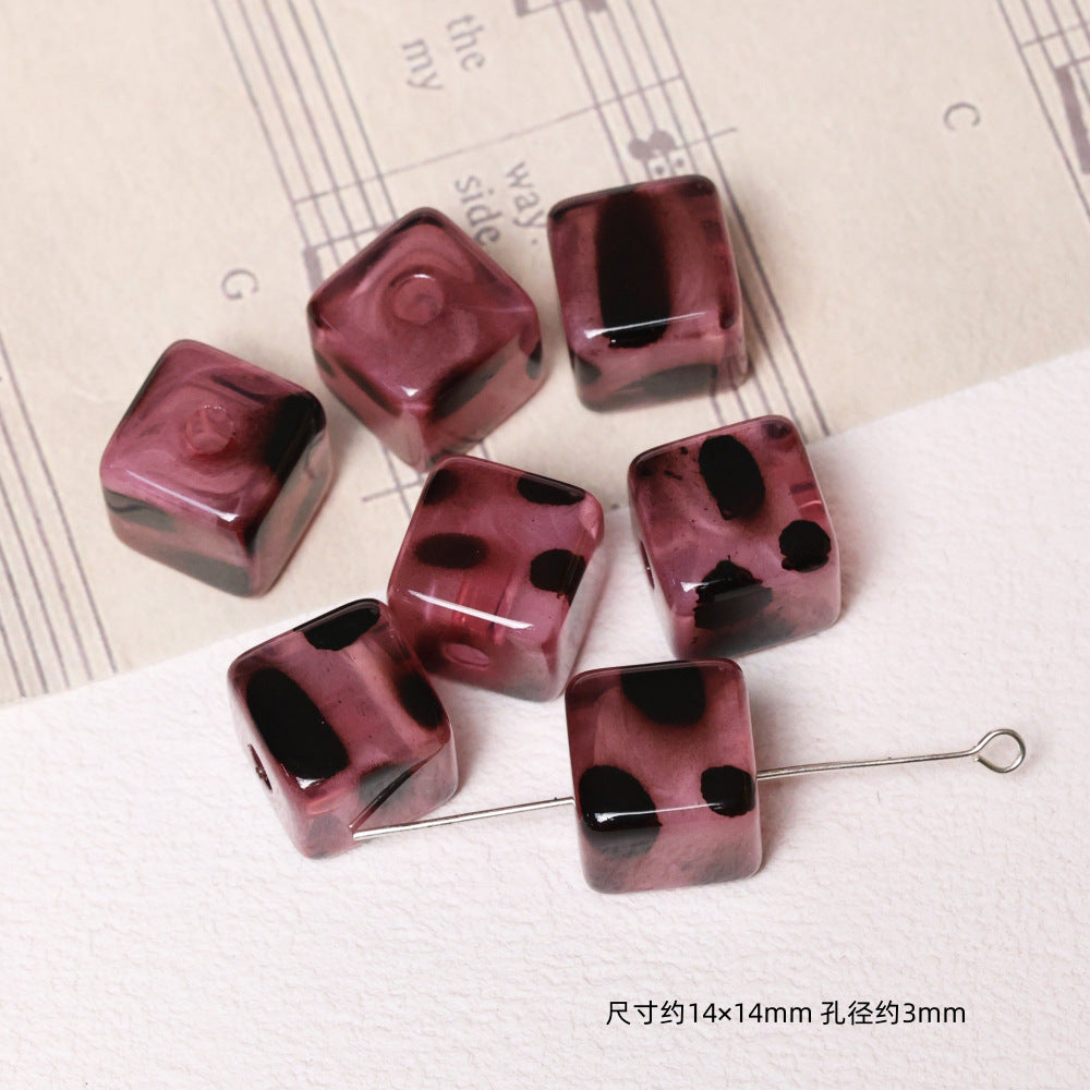 Leopard Pattern Geometric Shape Acrylic Beads Wild Animal Print 10pcs 3