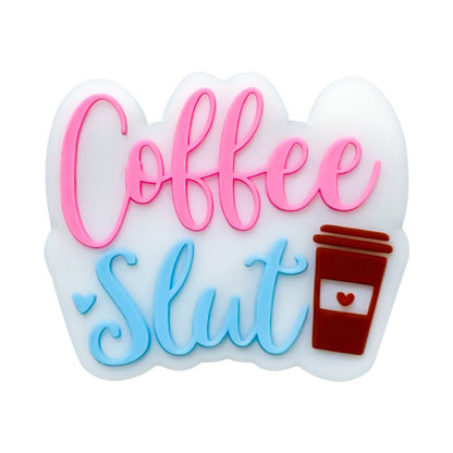 Silicone Focal Beads Coffee Coffee Slut Lettering Cup Icon 20pcs 7