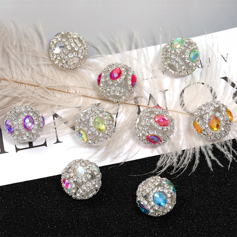 Embellished Bubblegum Beads 21mm Fancy Full Rhinestone Round 10pcs 2