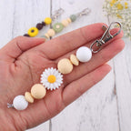 Silicone Beaded Bracelet Daisy Keychain Pastel Floral Design 2