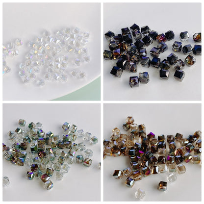 Geometric Square Glass Beads 5mm Transparent Perforated 10pcs 3