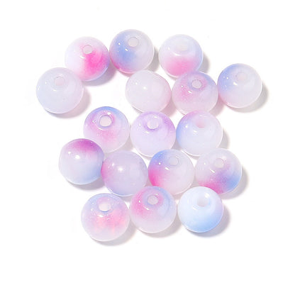 Transparent Round Glass Beads 8mm Color Plated Mixed Colors 50pcs 15