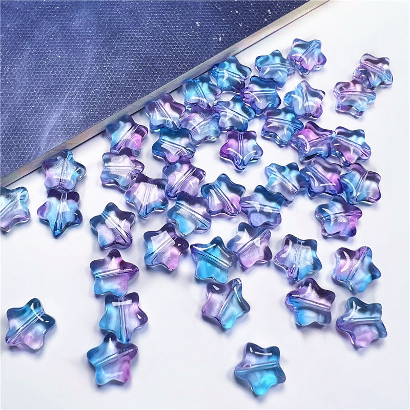 Small Star Czech Glass Beads 8mm Translucent Gold Flecked 50pcs 19