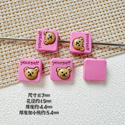 Square Teddy Bear and Luggage Metal Beads 12mm Colorful Painted 10pcs 20