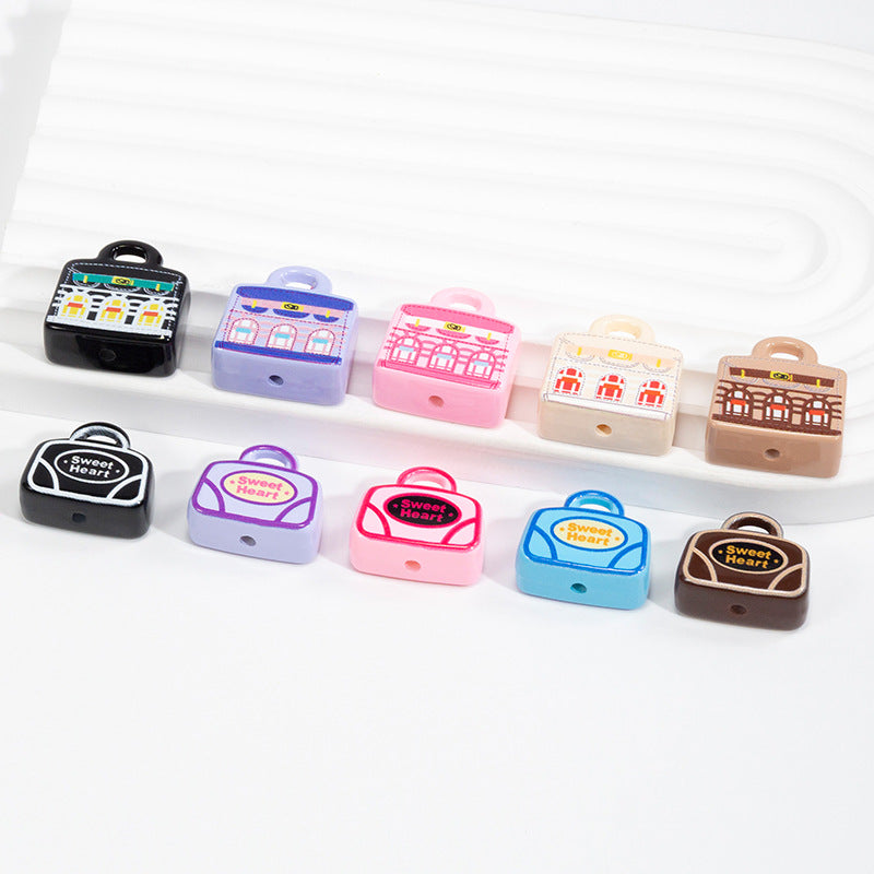Painted Handbag Acrylic Beads 20/25mm Cartoon Pattern 10pcs 7