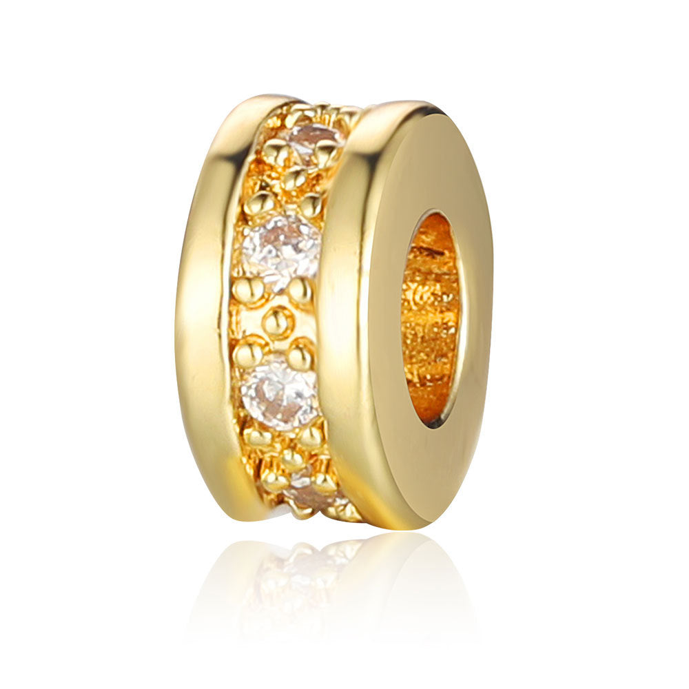 Copper Round Spacer Beads 7mm 18k Gold Plated Zircon 10pcs 6