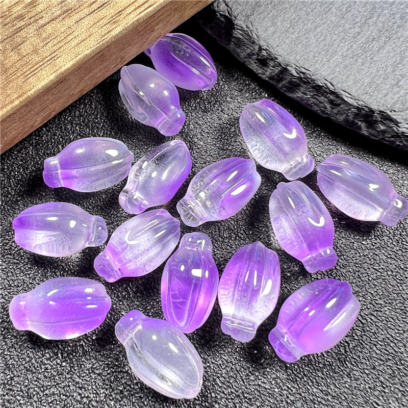 Czech Glass Beads Small Flower Bud 15mm Imitation White Jade 50pcs 9