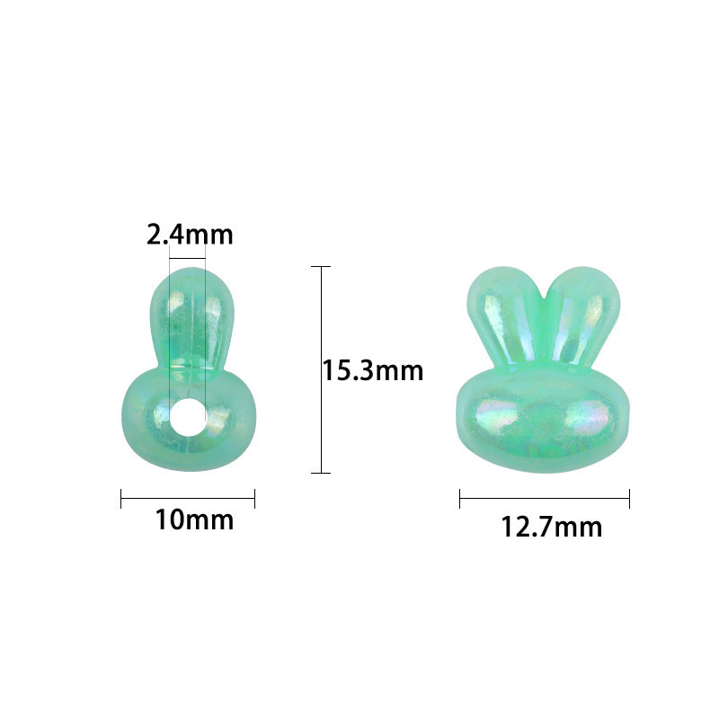 Plated Rabbit Head Acrylic Beads 12.7mm Iridescent AB 50pcs 3