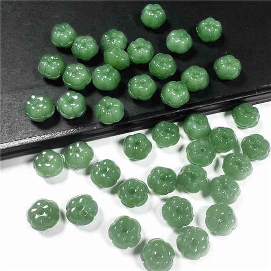 Czech Glass Beads Pumpkin 8mm x 6mm Green Jade Color 50pcs