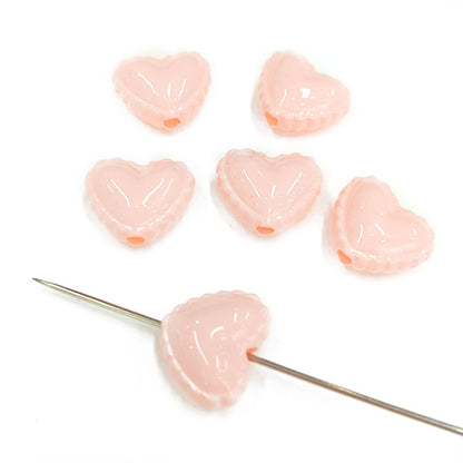 Glossy Painted Lace Heart Acrylic Beads 18mm Colorful Pastel 50pcs 15