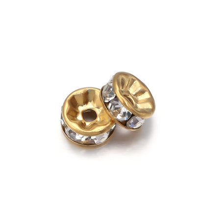 Stainless Steel Rhinestone Spacer Beads 8mm Color Retaining 50pcs 7