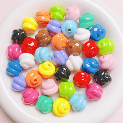 Painted Twisted Spiral Acrylic Beads 16mm Glossy Colorful 10pcs 19
