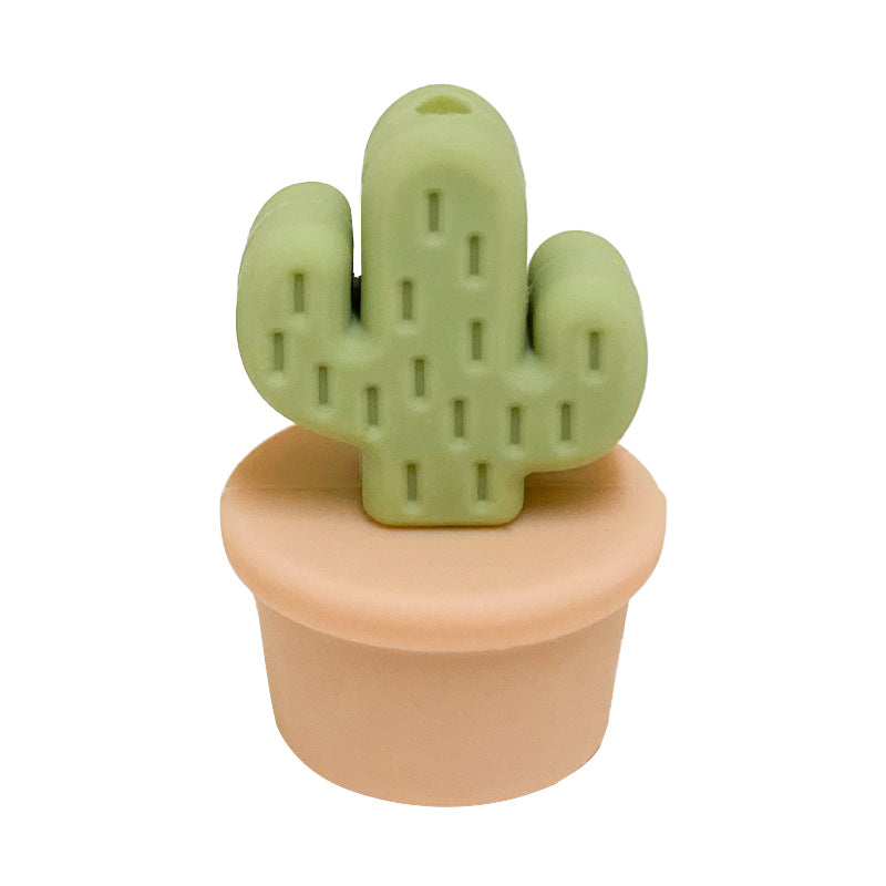 Silicone 3D Focal Beads Flowerpot Cactus Textured Vibrant Pots 20pcs 17