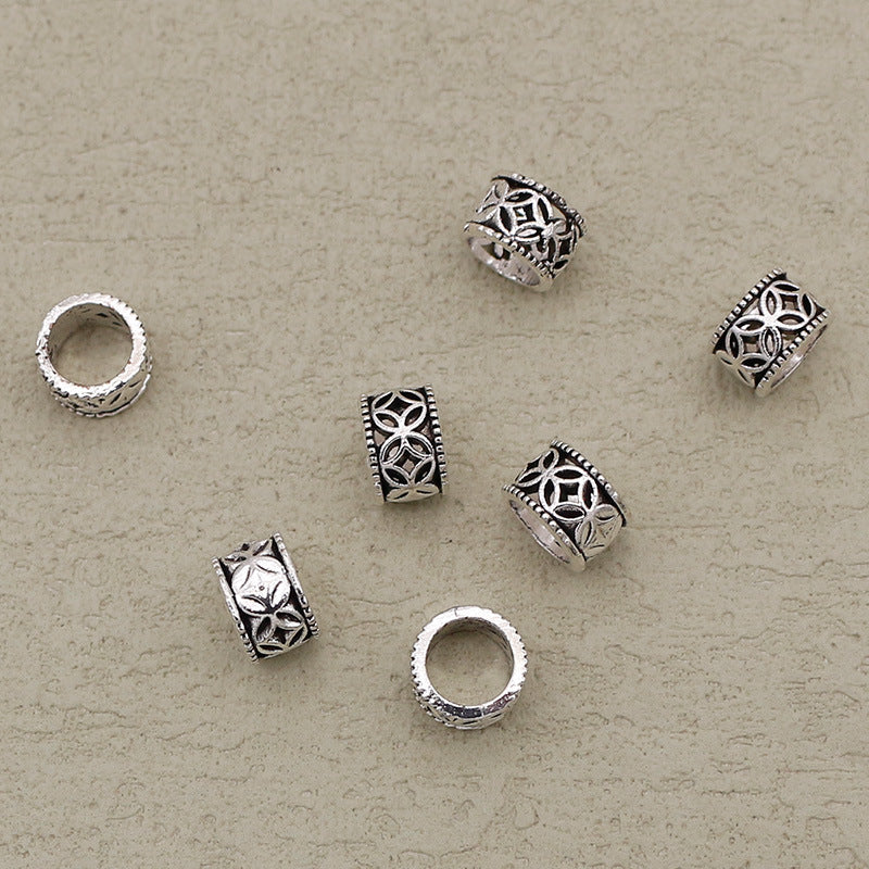 Alloy Hollow Coin Patterned Spacer Beads 8*5mm Antique Silver 100pcs 3