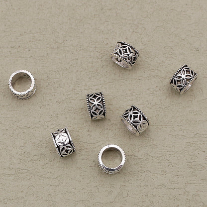 Alloy Hollow Coin Patterned Spacer Beads 8*5mm Antique Silver 100pcs 3